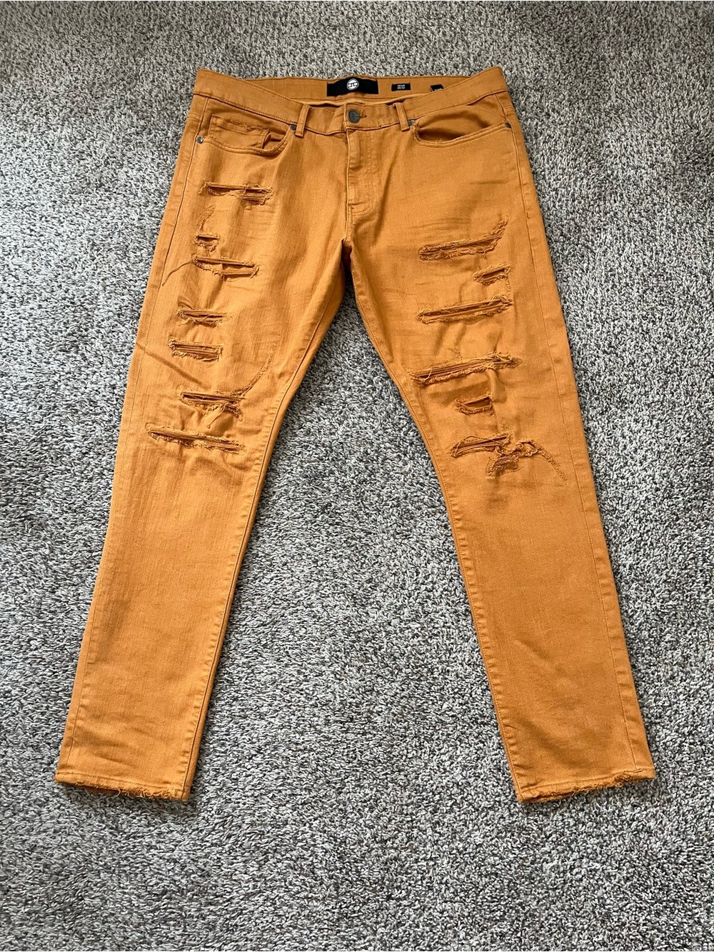 Mens Burnt Mellon Distressed Jeans Slim Fit Size 38